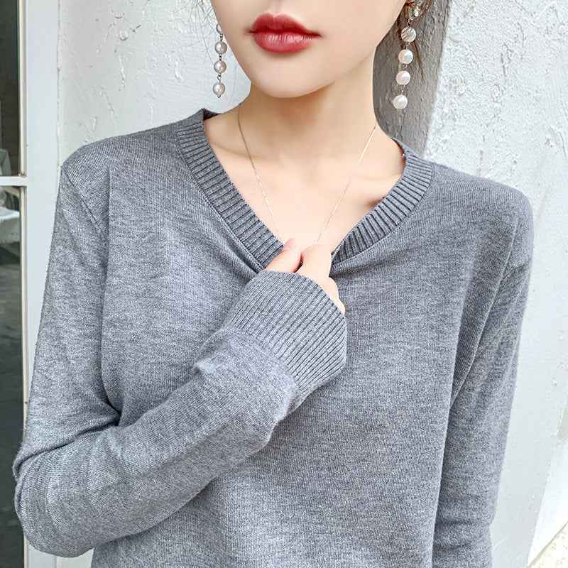 Womens Long-sleeve Knitted Pullover With A Crew Neck Lightweight Sweater Top