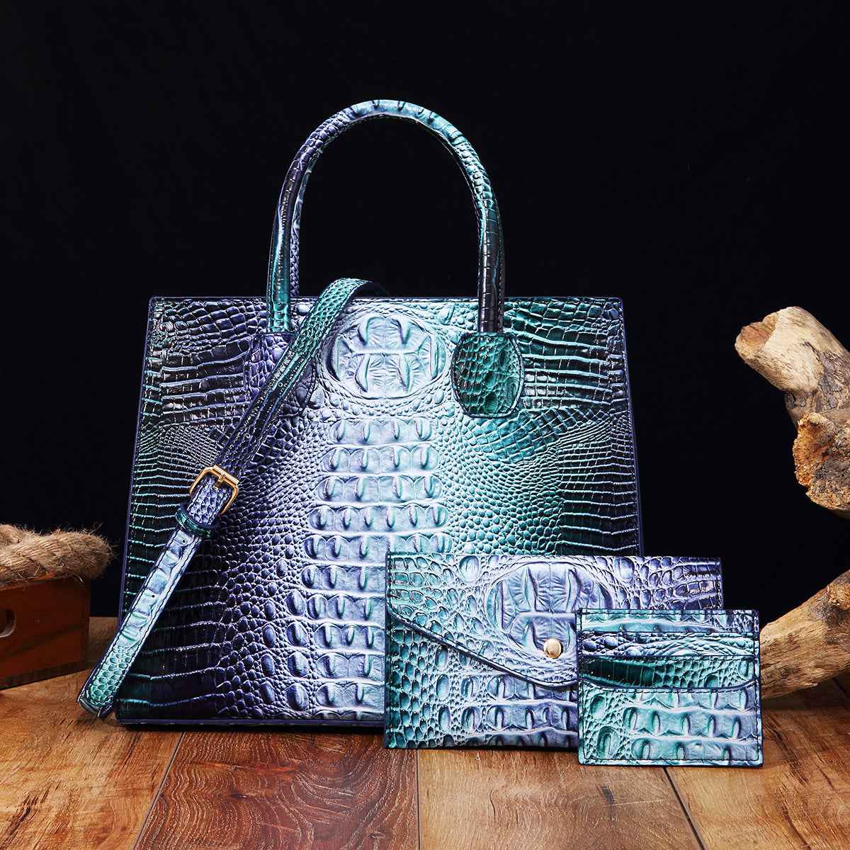Womens Crossbody Tote Bag  With Vibrant Crocodile-Grain Design In The Brummie Style