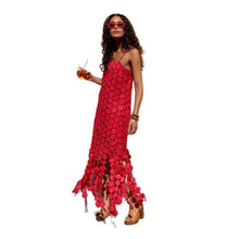 Hollow-out Polka-dot Midi Slip Dress