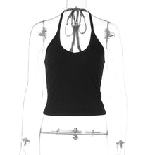 Caraco moulant sexy de couleur unie avec taille cintrée, style urbain, polyvalent et décolleté halter pour femme
