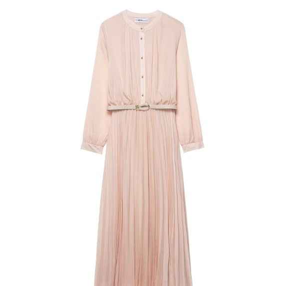 Midi Dress With Belt And Pleats