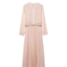 Midi Dress With Belt And Pleats