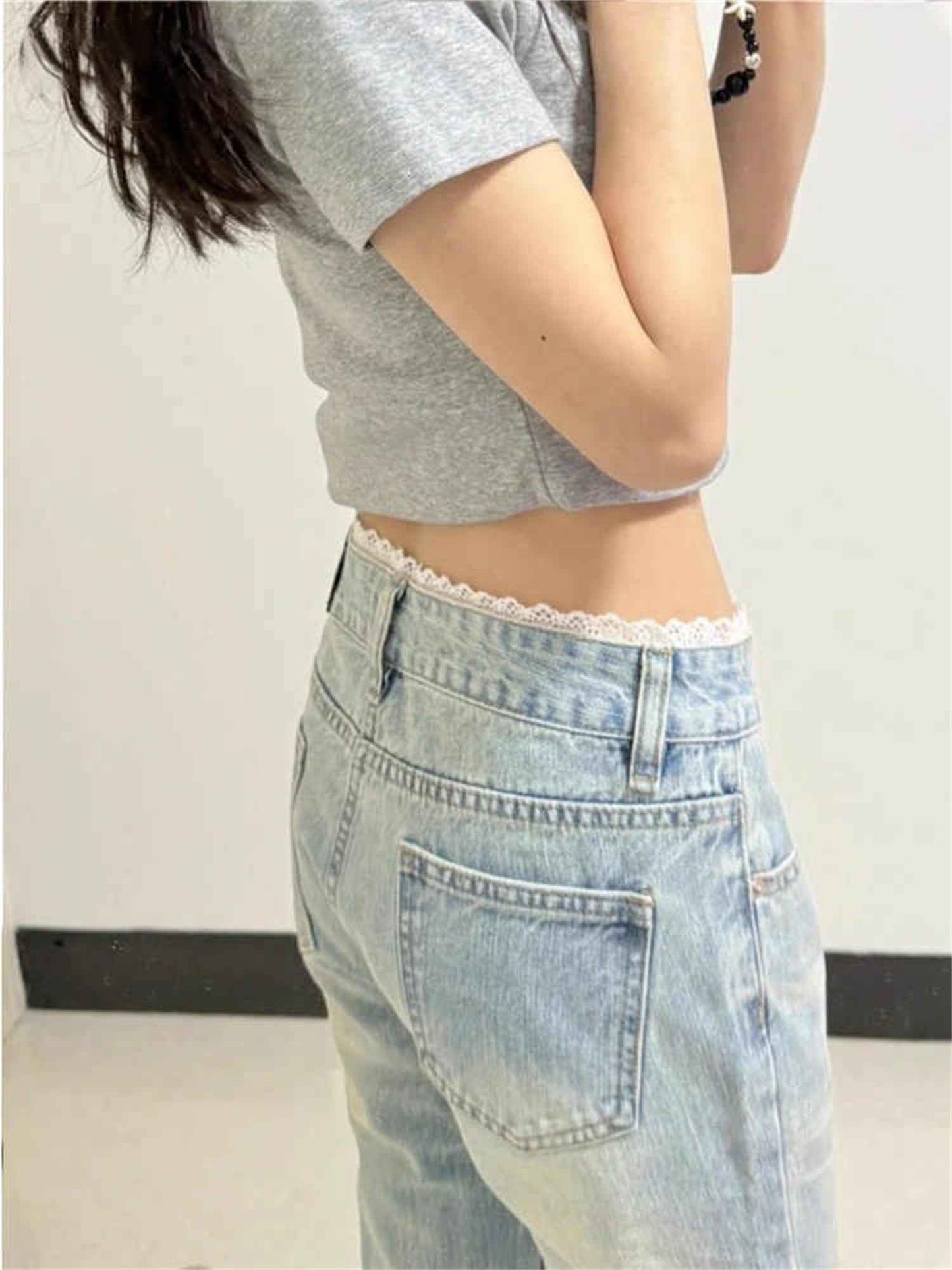Women's Washed Slim Flared Trousers
