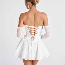 French Solid Color Tube Top Dress With Sleeves