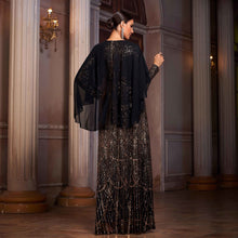Elegant Long Sleeve Round Neck Shawl Banquet Sequined A- Line Evening Dress by Mirlaine Univers