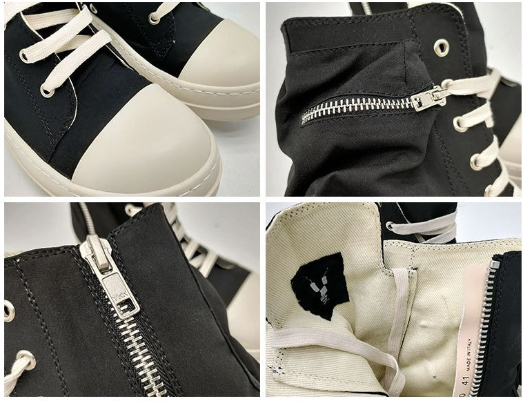Canvas Shoes High Top Black Heel Rubber Patch by Mirlaine Univers