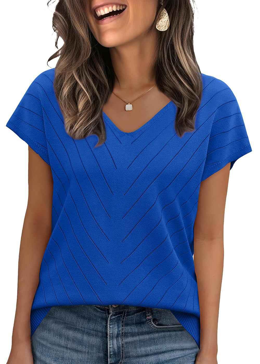 Sleeve Sweater V-Neck Trendy Cutout Casual Knitted Womens