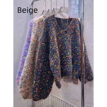 Women's V-neck Pullover Short Colorful Polka Dot Sweater