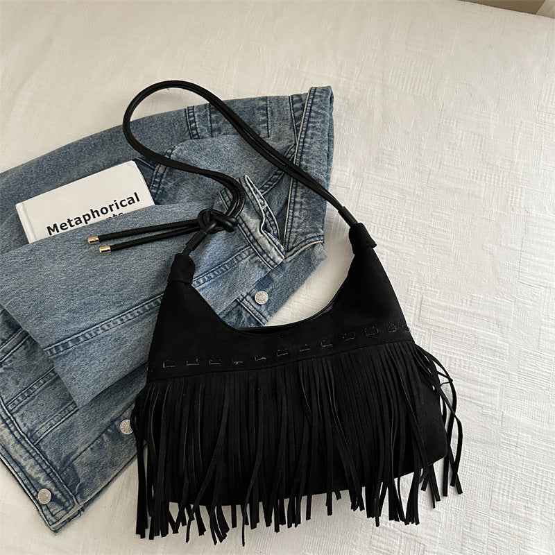 Womens Bohemian Retro Tassel Shoulder Crossbody Bag