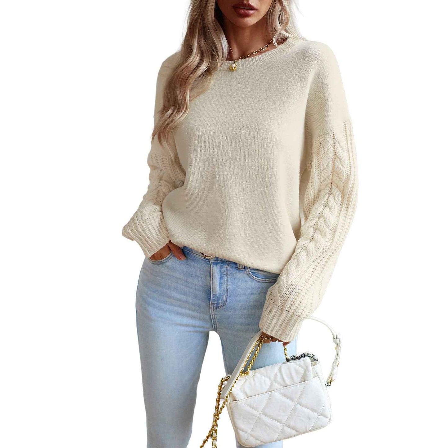 Round Neck Sweaters Women's Clothing Long Sleeve Sweater