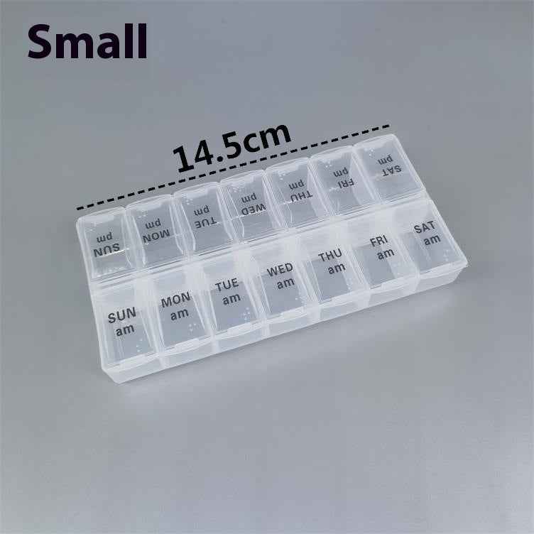 Big Small Size 14 Grid Week Pill Box Morning And Evening Color Week Pill Box Printing Russian English
