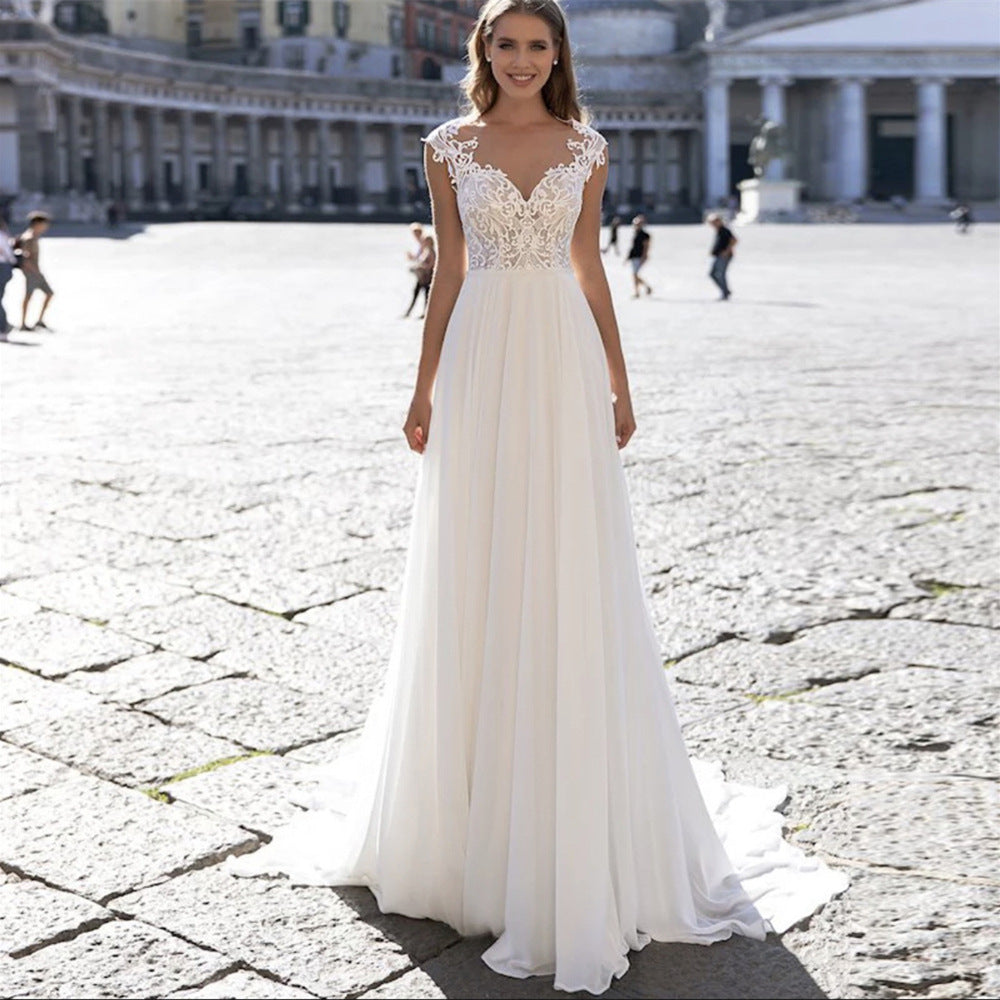 A Series Chiffon Wedding Dress V-neck Long Sleeve by Mirlaine Univers