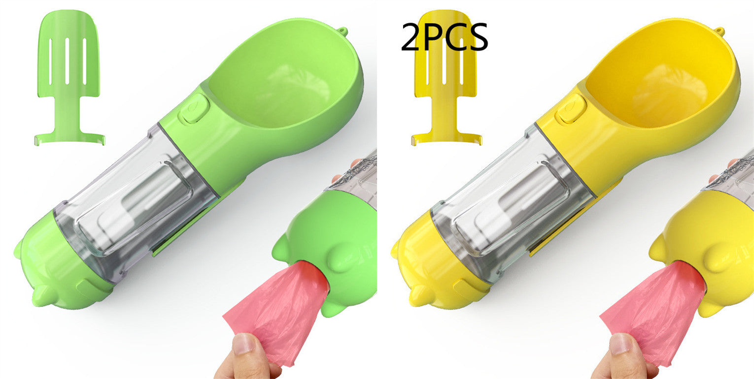 Pet Water Bottle Feeder Bowl Garbage Bag Storage Portable Pet Outdoor Travel 3 In 1 Dog Water Bottle by Mirlaine Univers