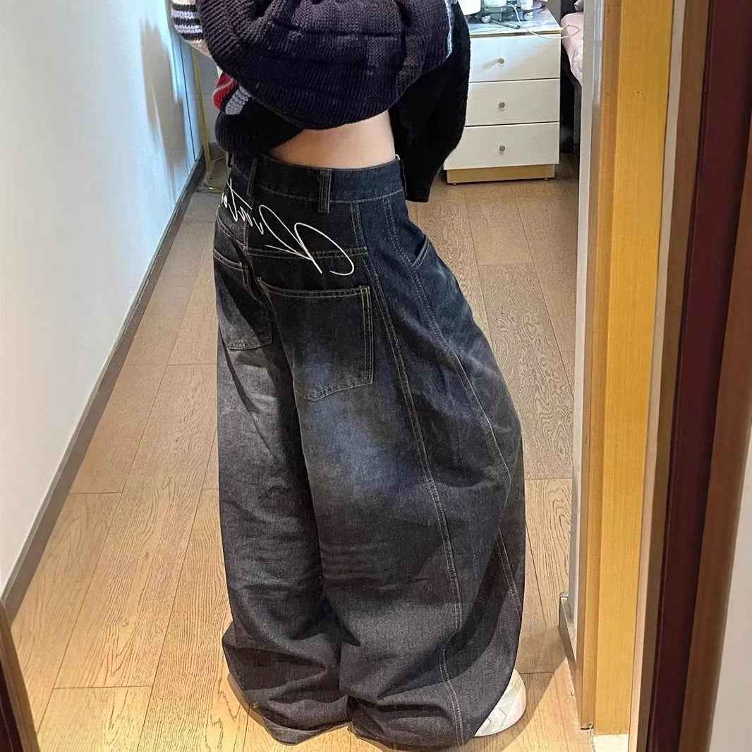 Womens Versatile Retro Washed-and-distressed Denim Jeans In American Style