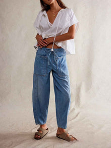Casual Loose Low-Waist Barrel-Shape Womens Jeans