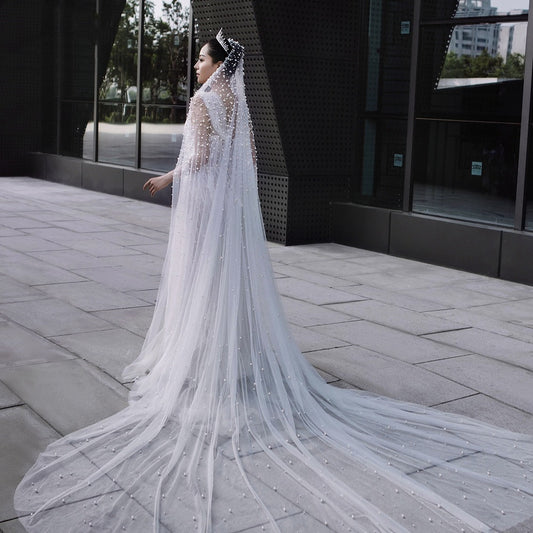 Luxury Heavy Industry Bridal Pearl Veil by Mirlaine Univers