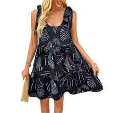 European And American Resort-Style Casual Strappy Printed Slip Dress