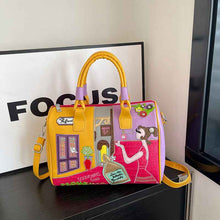High-capacity Premium Boston Bag With Embroidered Patchwork Design
