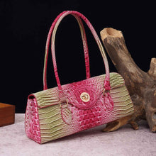 Womens Crocodile-Print Brahmin Shoulder Tote Bag