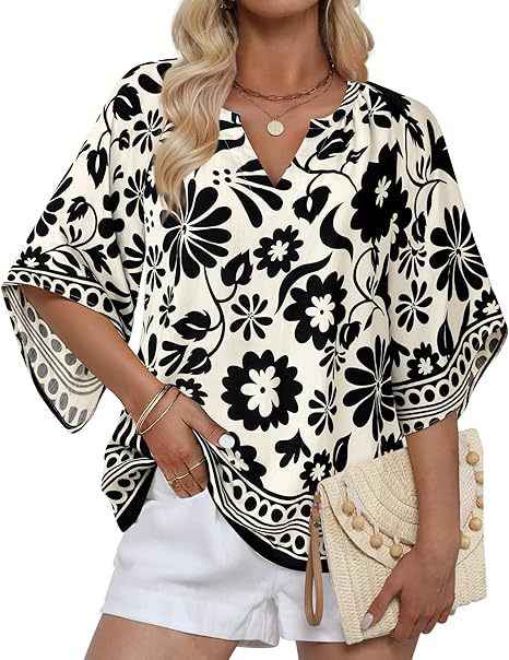 V-neck Printed Bohemian Country-Style Casual Loose Summer Top