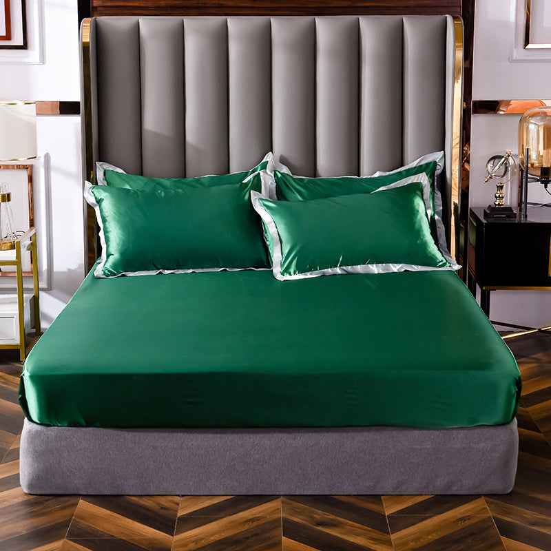 Popular Washed Silk Fitted Sheet Solid Color Home Textile Fitted Sheet