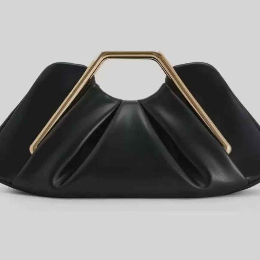 Womens Retro-Style Framed Pleated Cloud Bag