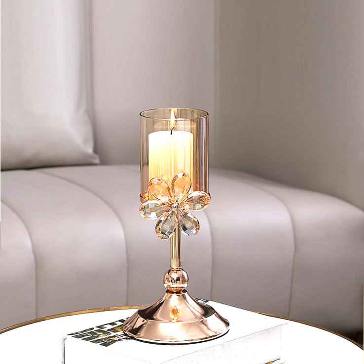 Crystal Petal Glass Candlestick Household Table Decorative Ornaments
