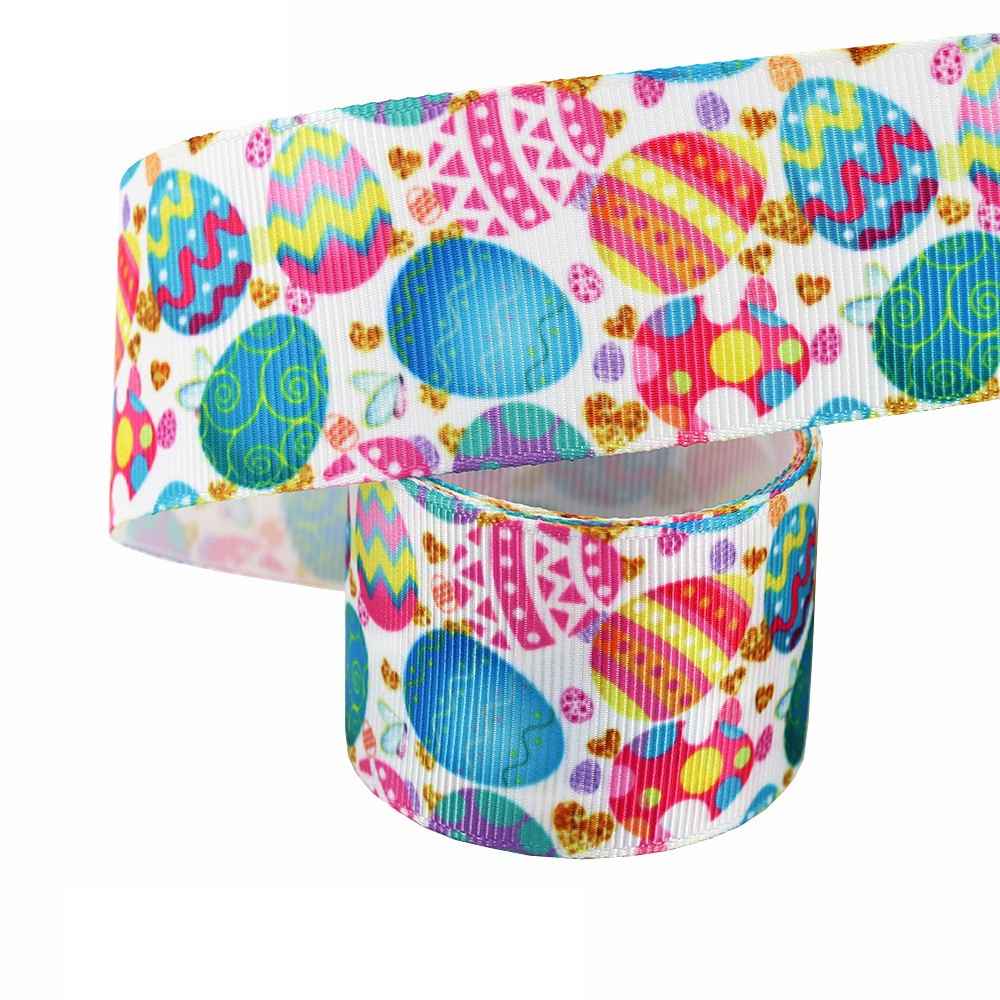 New Easter Printed Egg Ribbon Gift Packing Ribbon Rabbit Radish Scene