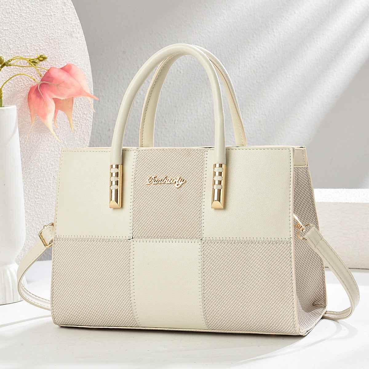 New Stylish Large-capacity Womens Tote Bag With A Bold Color-block Patchwork Design
