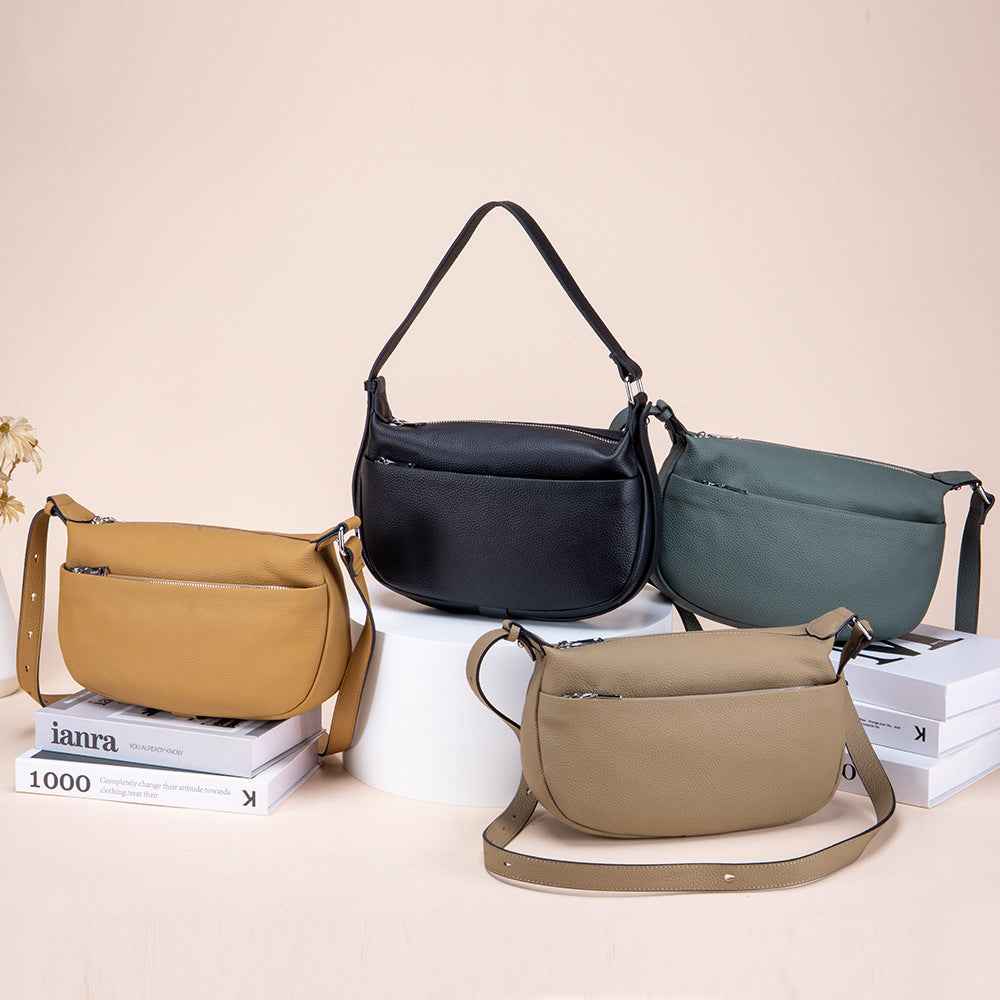 Womens Casual Commuter Fashion First-Layer Cowhide Shoulder Crossbody Bag