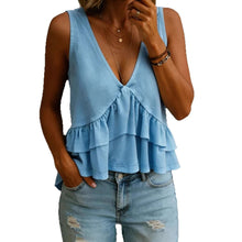 SpringSummer Womens Solid-Colored V-Neck Ruffled Sleeveless Top Vest by Mirlaine Univers SpringSummer Womens Solid-Colored V-Neck Ruffled Sleeveless Top Vest Mirlaine Univers springsummer-womens-solid-colored-v-neck-ruffled-sleeveless-top-vest 0 SpringSummer Womens Solid-Colored V-Neck Ruffled Sleeveless Top Vest Mirlaine Univers SpringSummer Womens Solid-Colored V-Neck Ruffled Sleeveless Top Vest