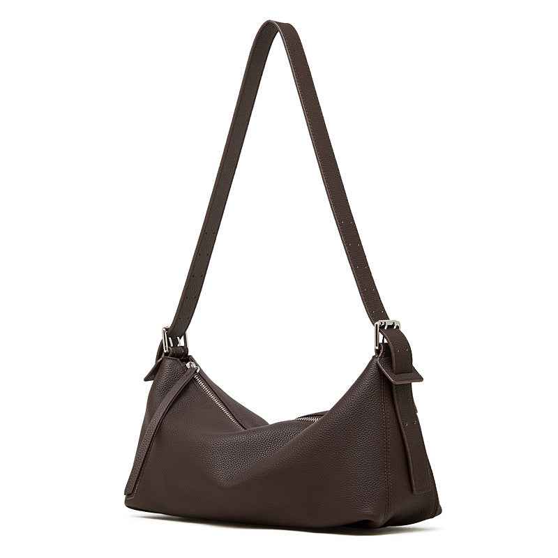 Vegetable-tanned Cowhide Hobo Bag With A Belt-attachable Design