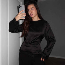 Casual Home Everyday Lace-Sashed Satin Top