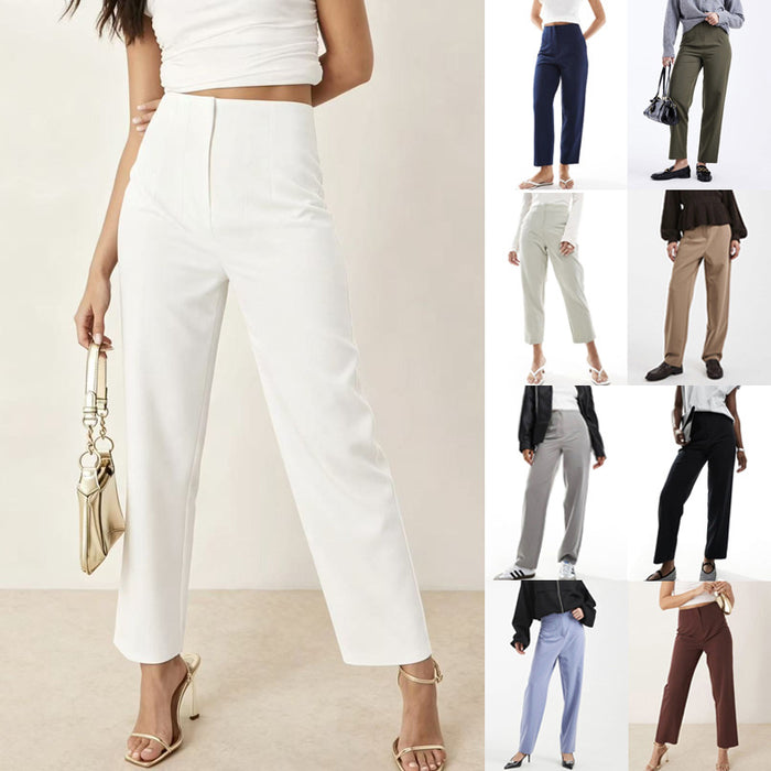 Pantalon de travail décontracté à jambe droite polyvalent pour femme