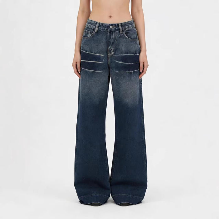 Washed Gradient Casual Straight Leg Womens Jeans