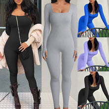 Threaded Square Collar Buttocks Slim Jumpsuit by Mirlaine Univers