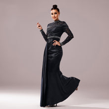 Long Sleeve Slim-fit Sheath Pearl Banquet Fishtail Evening Dress by Mirlaine Univers