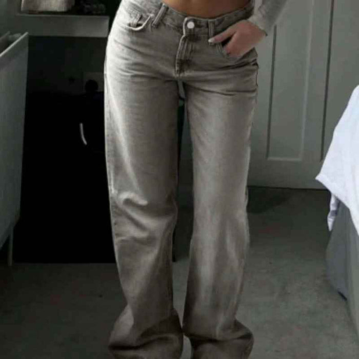 Pantalon ample coupe droite taille haute à jambes larges
