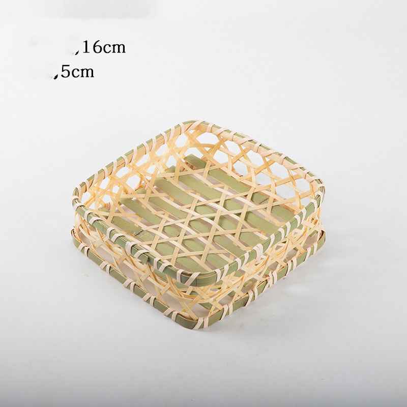 Hand-woven Mini Fruit Basket Grid Small Bamboo Basket Fruit Basket Small Basket
