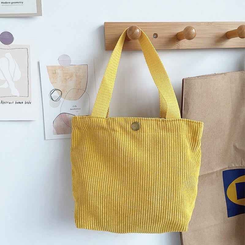 Rough-yarn Minimalist-style Tote With Double-sided Prints A Versatile High-capacity Womens Canvas Bag