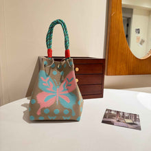 Womens Red Knitted Tote Bag With Magnetic Closure And Large Capacity
