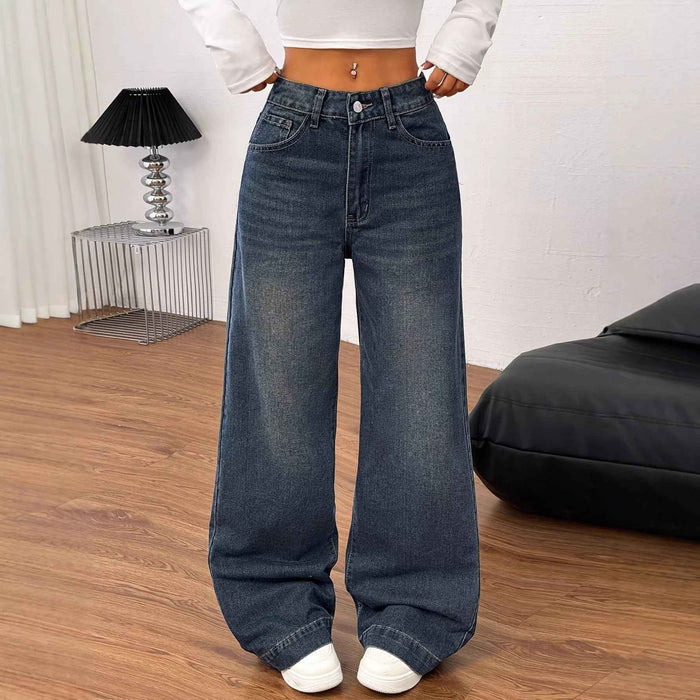 Jean large rétro pour femme style américain coupe ample