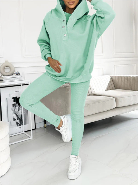 Women's Solid Color Vest Hoodie And Pants Set by Mirlaine Univers
