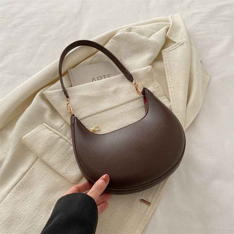 Niche Crescent New Simple All-Match Textured Shoulder Bag For Women