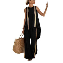 Women's Loose Fashionable Casual Sleeveless Striped Pants Set