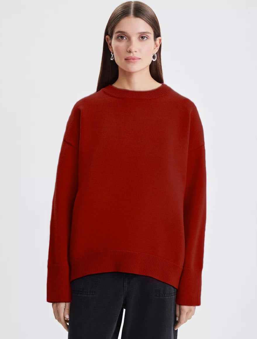 Women's Knitted Round Neck Solid Color Loose Fashion Sweater
