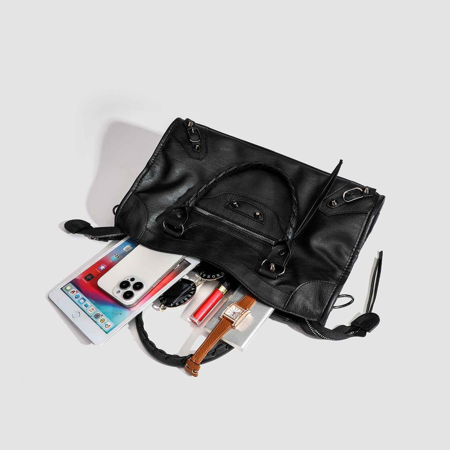 Niche-designed French-style Studded Biker Bag