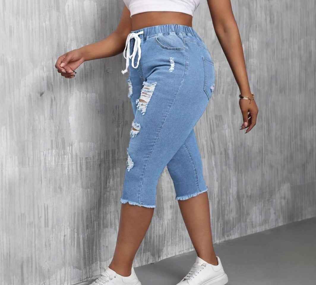 Womens Slimming Ripped Plus-Size Jeans