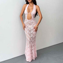 Women's Sexy Lace Hollow-Out Halter Dress