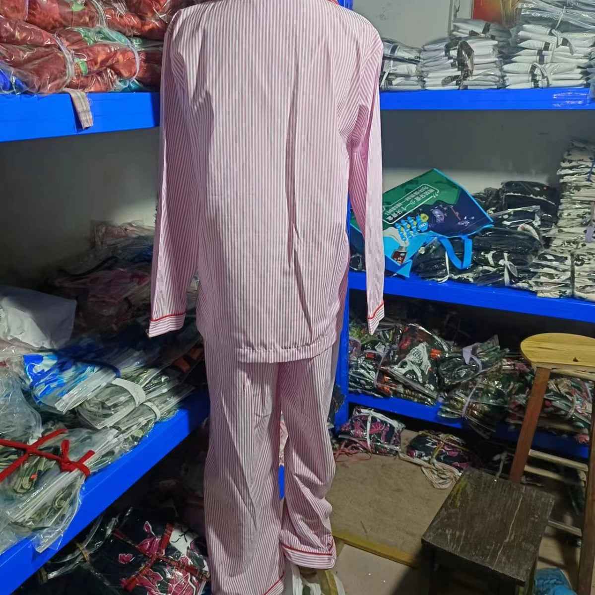 Spring New Korean-style Couple Pajamas Striped Long-sleeve